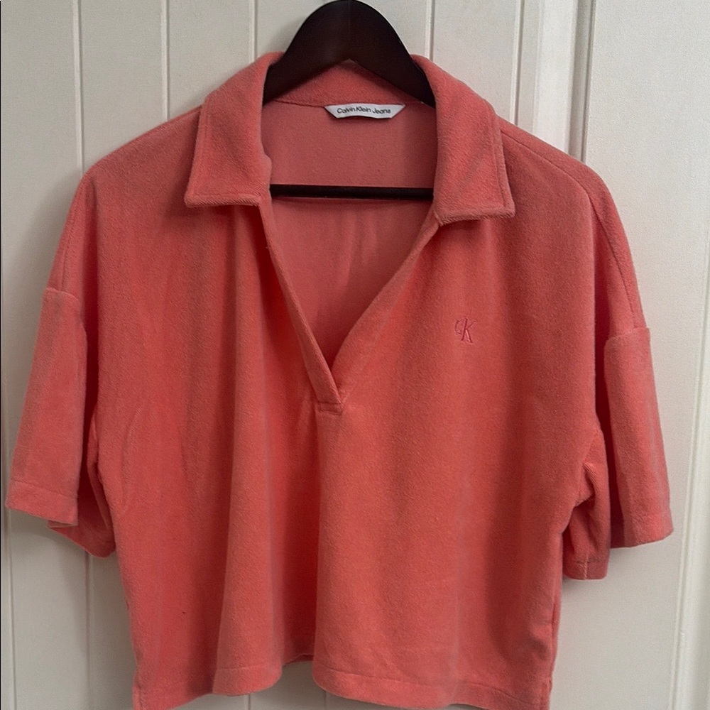 CALVIN KLEIN Coral Terry Top